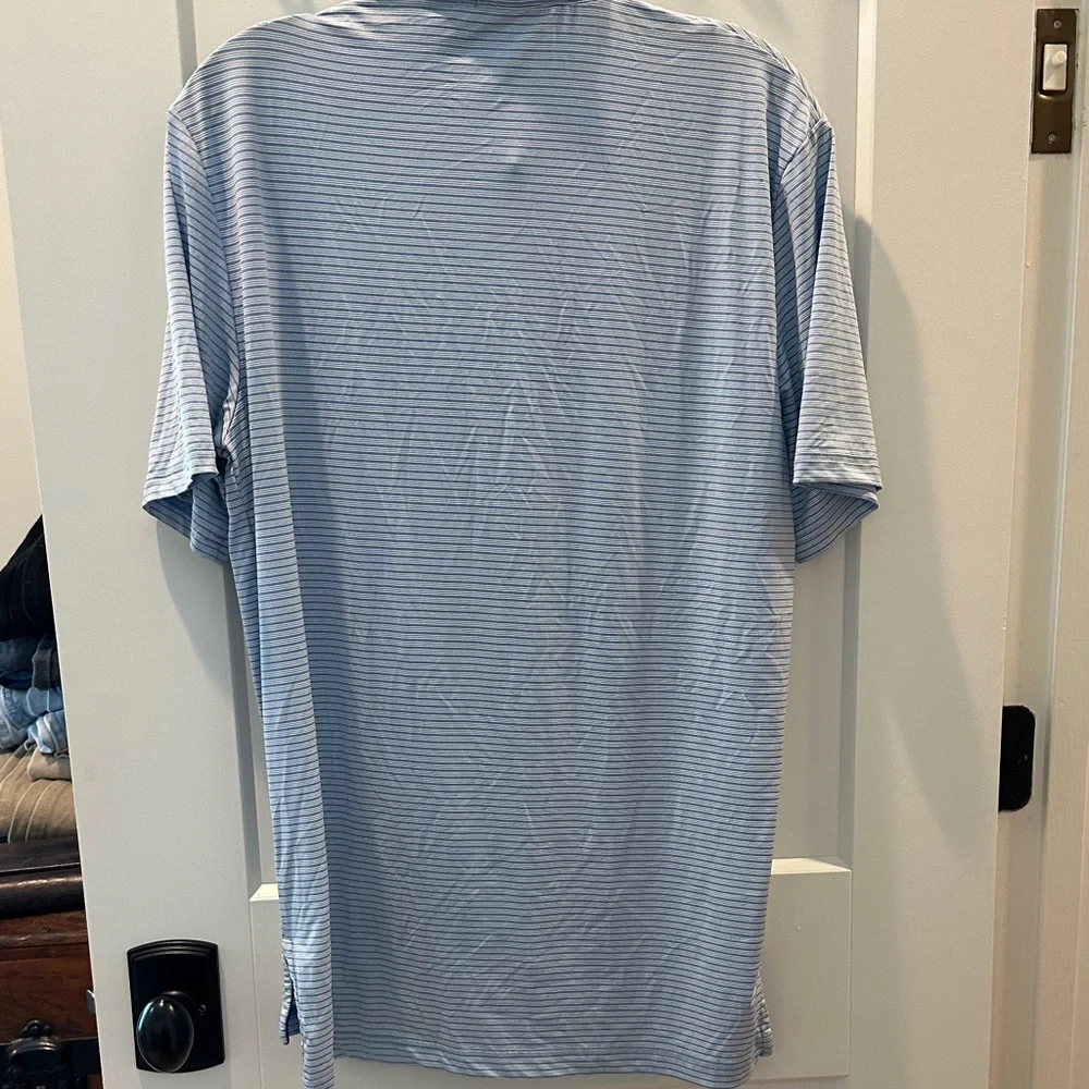 Polo Shirt - Light Blue Striped Men’s Golf Polo by Ralph Lauren